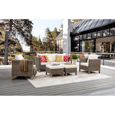 5-Piece Outdoor Wicker Patio Conversation Set