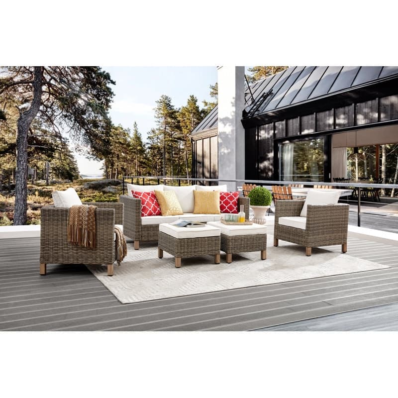 5-Piece Outdoor Wicker Patio Conversation Set