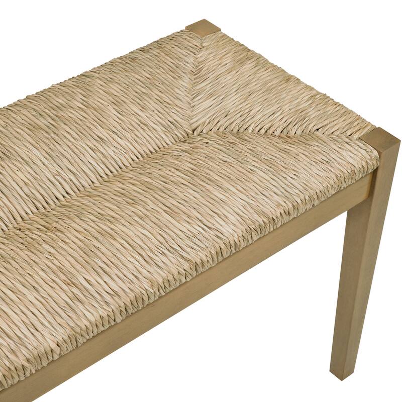 Bohemian 44.5" L Natural Weave Seagrass Rattan Entryway Dining Bench