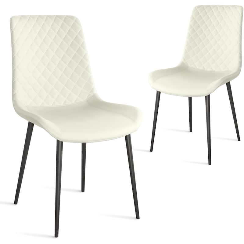 Upholstered Armless Chair Kitchen Chair Set of 2 Dining Chair Side Chair Office Chair with Metal Legs