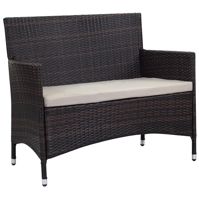 SAFAVIEH Outdoor Simka Brown/ Sand Patio Set (4-Piece) - 43W x 34D x 23H
