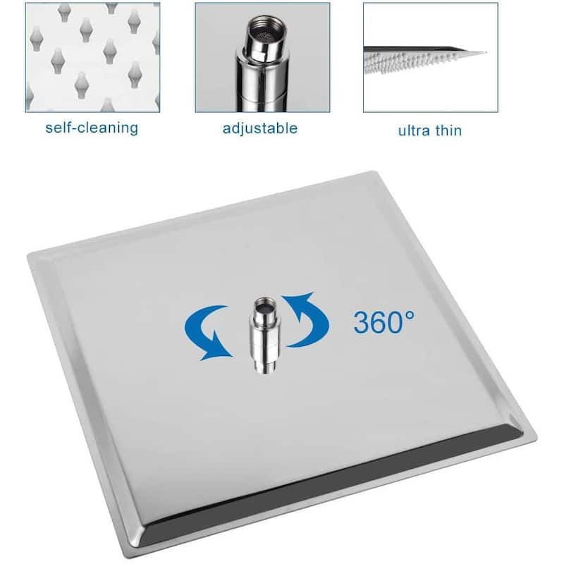 16" Ultra Thin Square 304 Stainless Steel Fixed Rain Shower Head