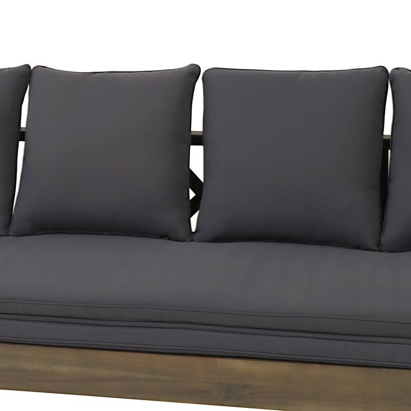 Long Beach Outdoor Extendable Acacia Wood Daybed Sofa by Christopher Knight Home