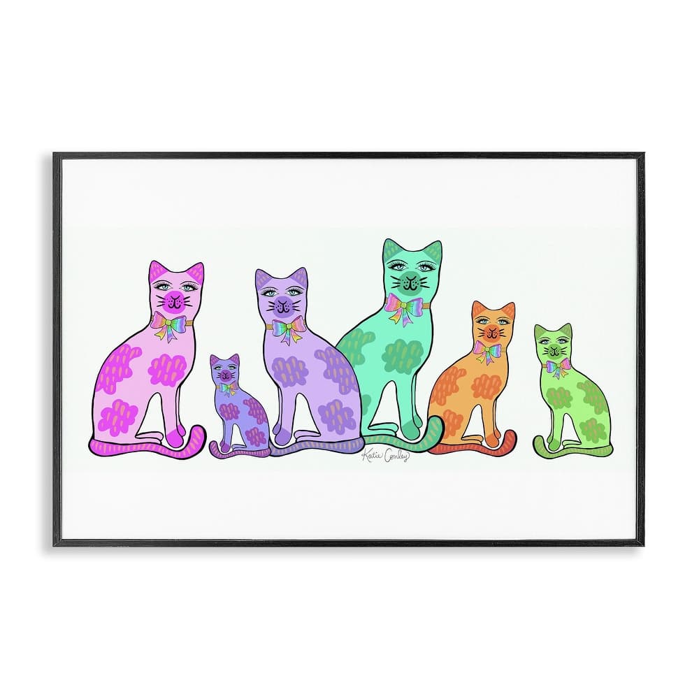 Stupell Funky Whimsical Cats Framed Giclee Art Design By Katie Conley