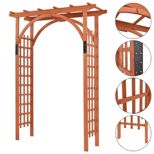 Costway Premium Outdoor Wooden Cedar Arbor Arch Pergola Trellis Wood. Opens flyout.
