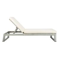 Safavieh Outdoor Living Solano Sunlounger- Grey / White - 24.8" x 80.9" x 37.4"