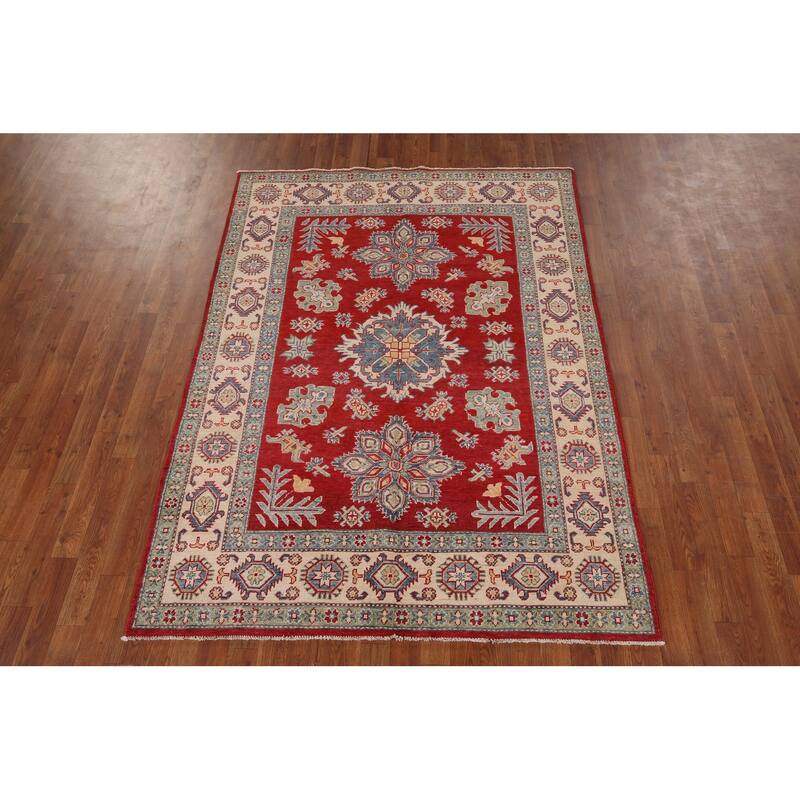 Traditional Kazak Area Rug Hand-Knotted Wool Carpet - 5'1" x 7'0"