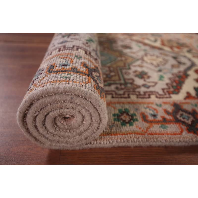 Gray Geometric Heriz Serapi Accent Rug Hand-Knotted Wool Carpet - 2'6"x 5'11"