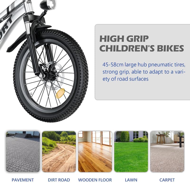 24 Inch Kids Mountain Bike for Boys & Girls Ages 7-12, 7-Speed with Dual Disc Brakes, Shock Fork & LED Light