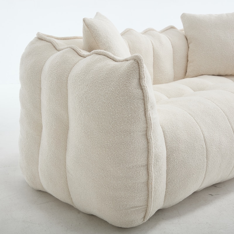 66" Chenille Square Beanbag Chair with High-Resilience Foam Core, Armrests and Handle