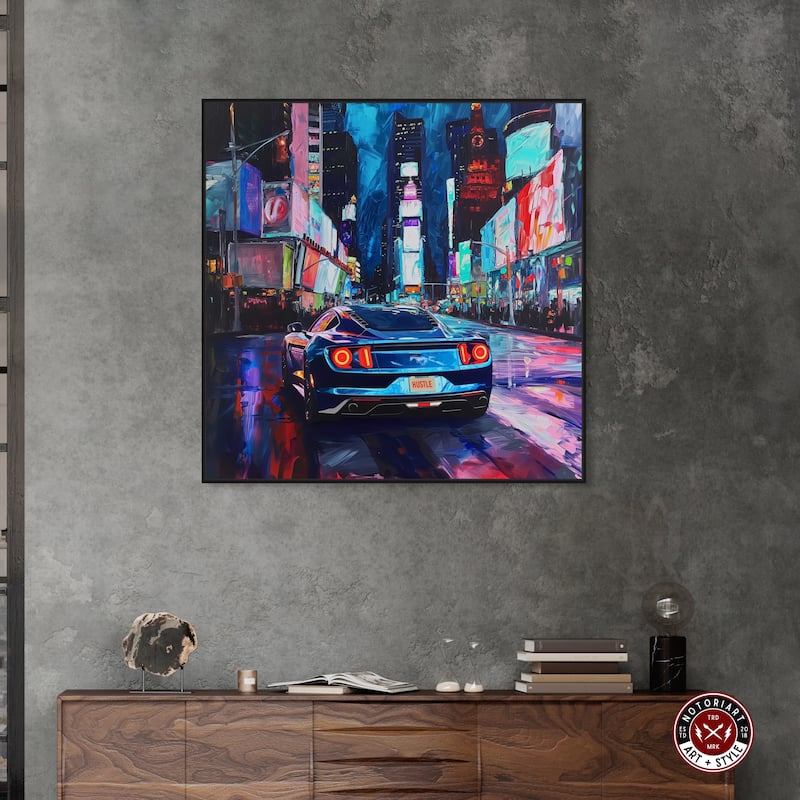 Notoriart Night Drive Sports Drive Framed Car 1 Piece Canvas Wall Art
