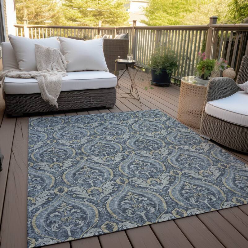 Rami Graceful Floral Weather Resistant Classic Meets Modern Outdoor Rug
