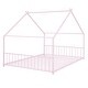 preview thumbnail 5 of 9, Pink Full Size Metal House Bed with Roof, Fence, and Back for Kids