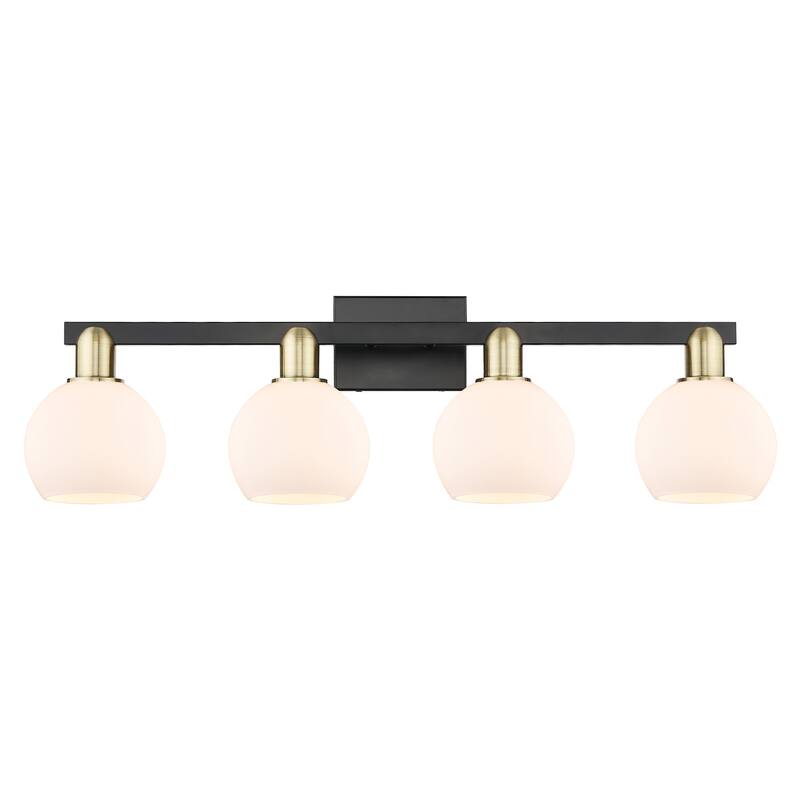 Innovations Lighting 716-4W-10-33 Athens Vanity Athens 4 Light 33" - Black Antique Brass / Matte White