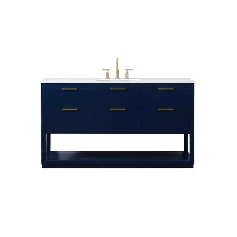 Elegant Lighting VF19260 Larkin 60" Free Standing Single Basin Vanity - Blue - Painted