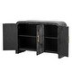 preview thumbnail 28 of 34, Wood Textured Curved Sideboard Storage Cabinet with Gold Handles