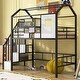 preview thumbnail 16 of 27, Twin Metal Loft Bed with Roof Design and Storage Box, Fun House Design, Sturdy Metal Frame, Full Guardrails for Safety, Pink Black