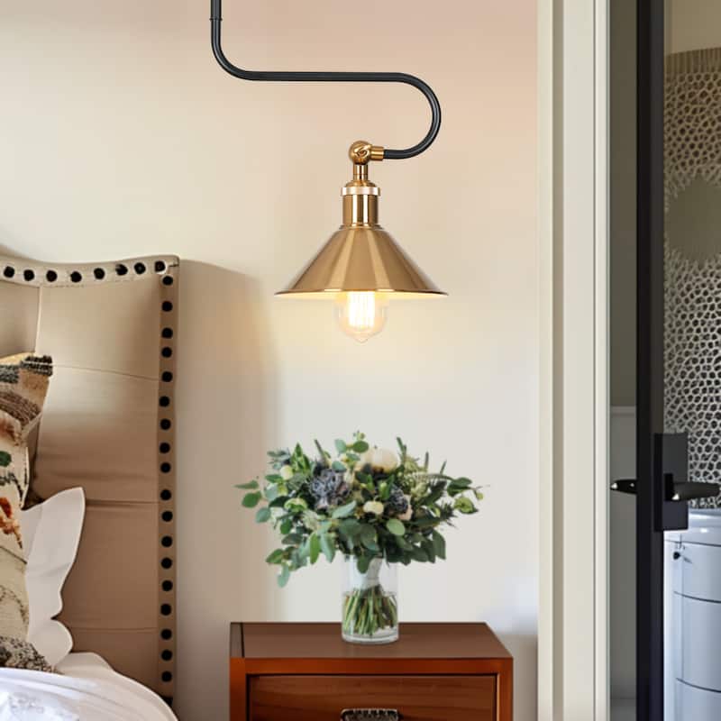 Modern Vintage 1-Light Gold Brass Metal Pendant Light Foyer Ceiling Lights