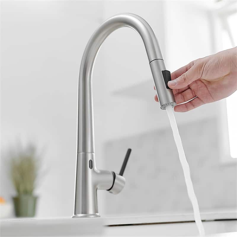 Touchless Kitchen Faucet With Pull Down Sprayer Single Handle Kitchen Sink Faucet One Hole Laundry Vanity Smart Hand-Free Taps