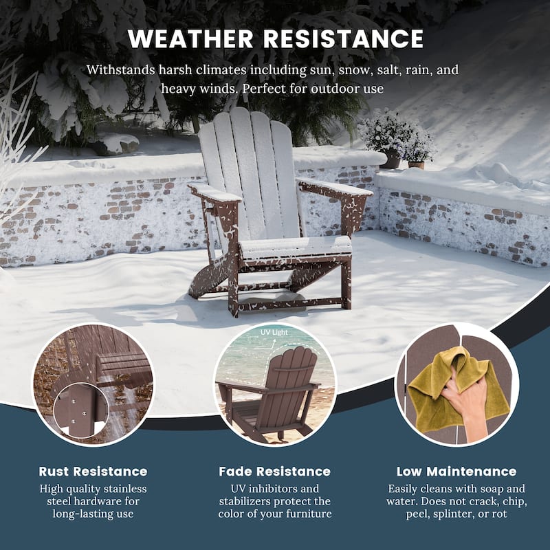 Aderson Outdoor Poly Adirondack Chair Set with Coffee Table