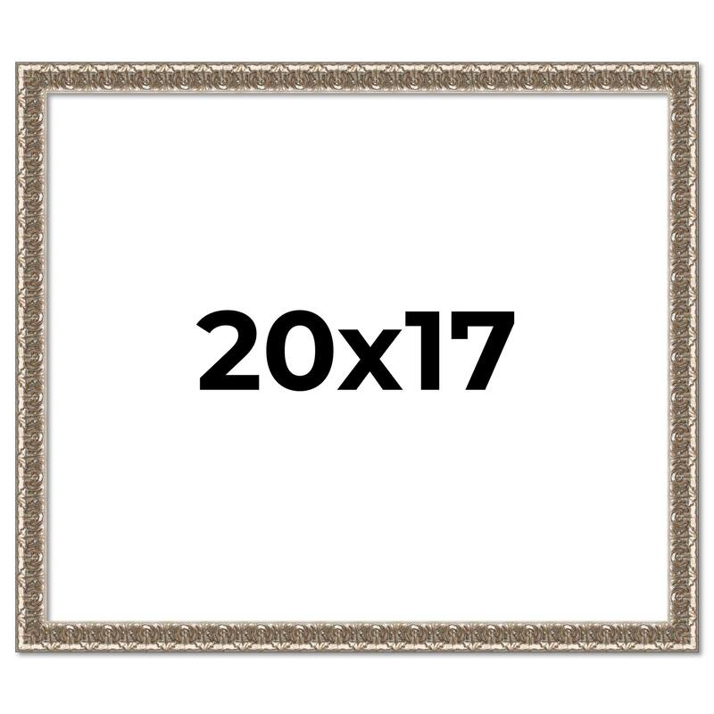 20x17 Frame Silver Versailles Ornate Solid Wood Picture Frame | 1 Inch