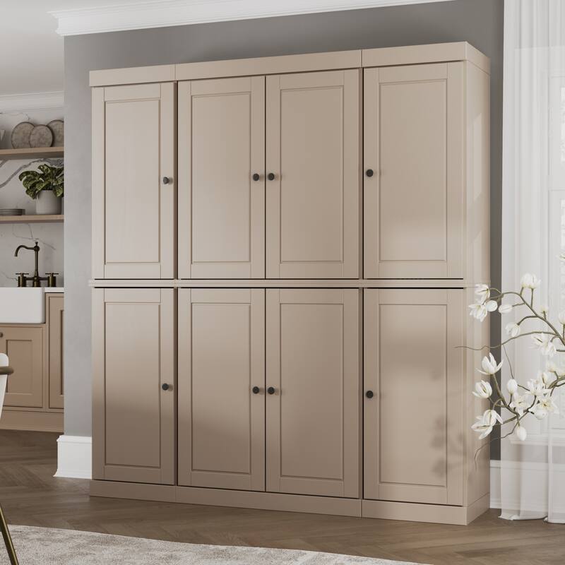 Palace Imports 100% Solid Wood Pantry Cabinet, Raised Panel Doors, Adjustable Shelves, 65" Wide, 71.5" Tall - 65" x 71.5" - Beige