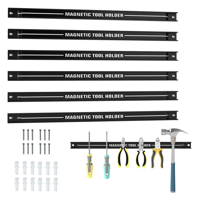 Gymax 18'' Magnetic Tool Holder Strip w/ Mounting Screws Space-Saving - Black