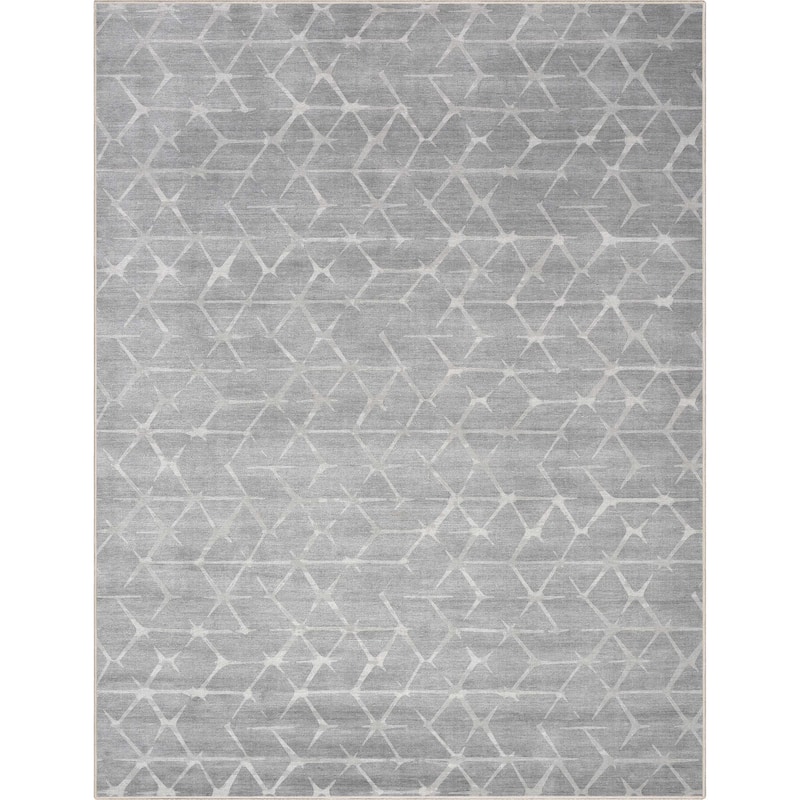 Well Woven Abstract Kintsugi Modern Geometric Flat-Weave Machine Washable Area Rug - Gray - 9' 10" x 13' - Rectangle