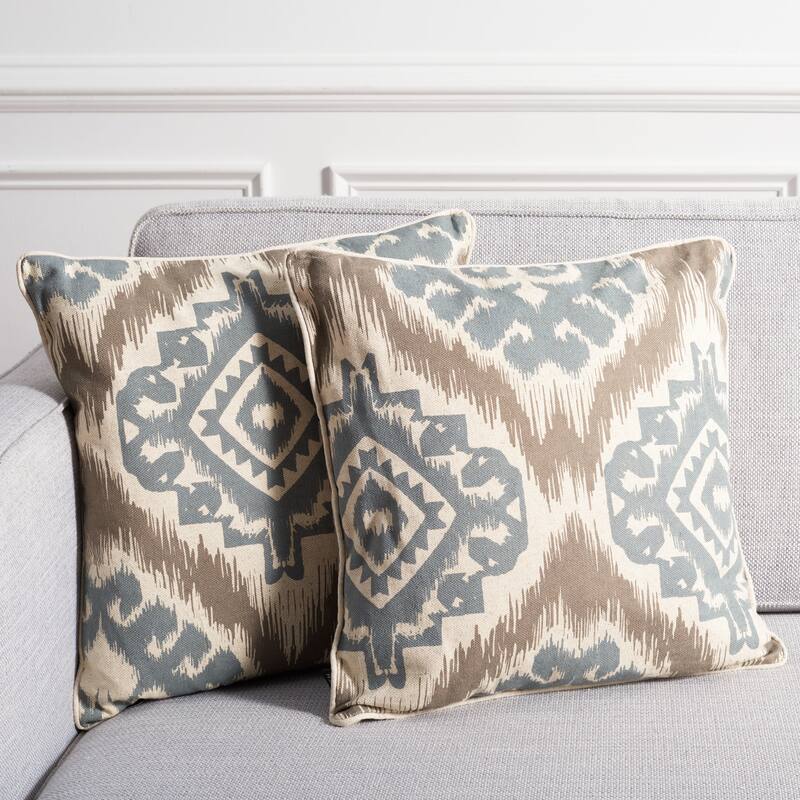 SAFAVIEH Marlie 18-inch Beige/ Saffron Yellow Decorative Pillow (Set of 2)
