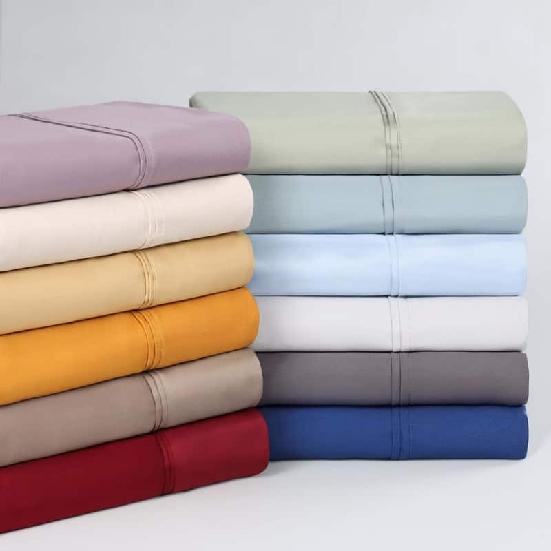 Superior 100% Certified Egyptian Cotton 1200 TC Sheet Set Luxury Heavyweight Sateen, Deep Pocket, Tuxedo Stitch Pintuck Hem