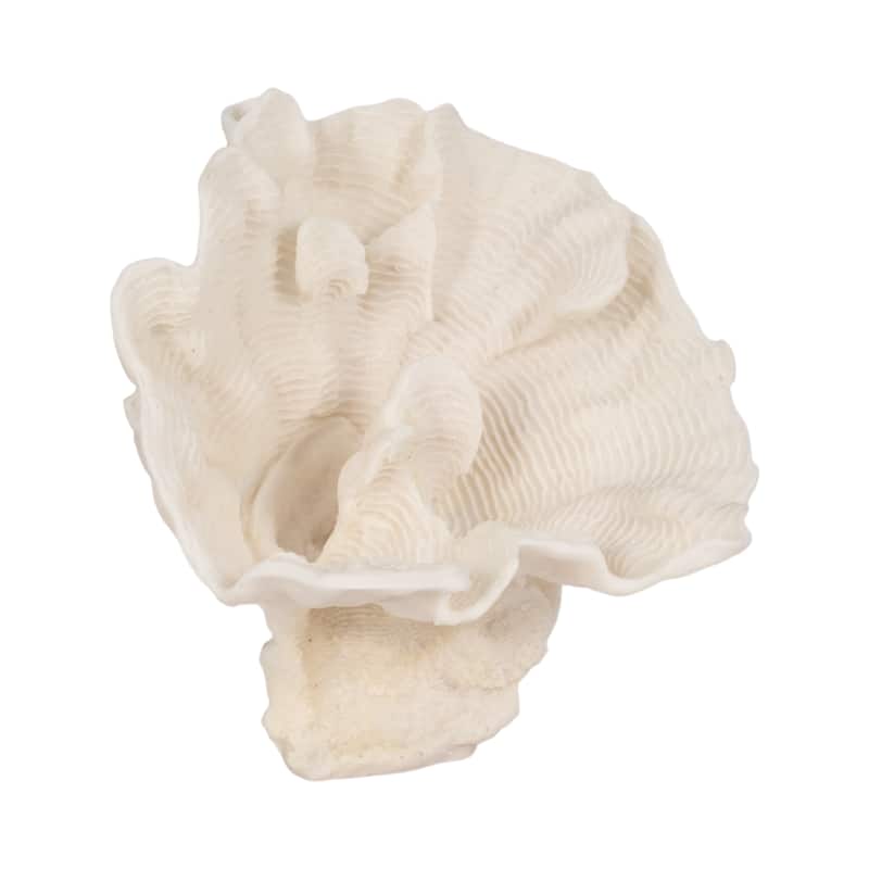 Resin Coastal Coral-Inspired Sculpture Textured Detail - 12" Ivory - 11" x 11" x 12"