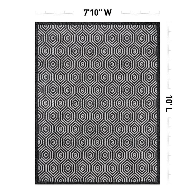 World Rug Gallery Modern Geometric Textured Flat Weave Indoor/Outdoor Area Rug