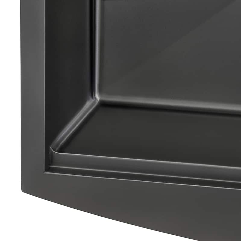 Ruvati 30-inch Gunmetal Black Workstation Apron-Front Stainless Steel Kitchen Sink - 30" X 22" - 30" X 22"