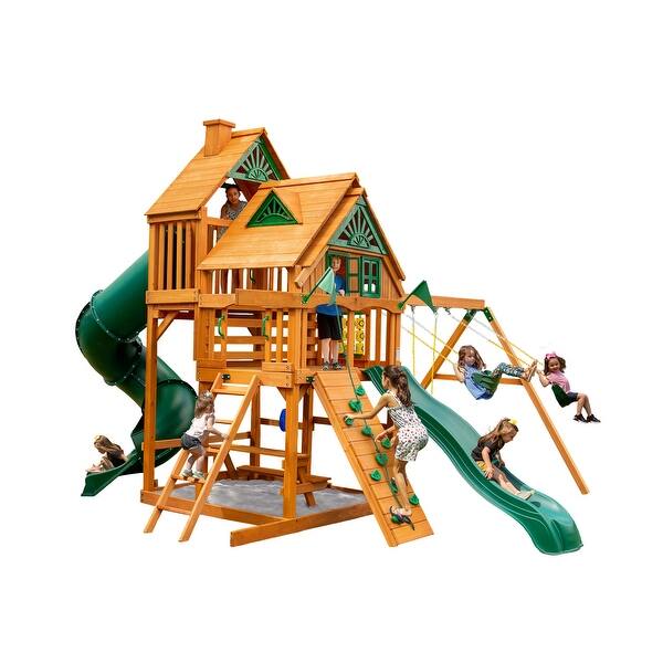 Gorilla Playsets Great Skye I Treehouse Wood Swing Set with 2 Slides