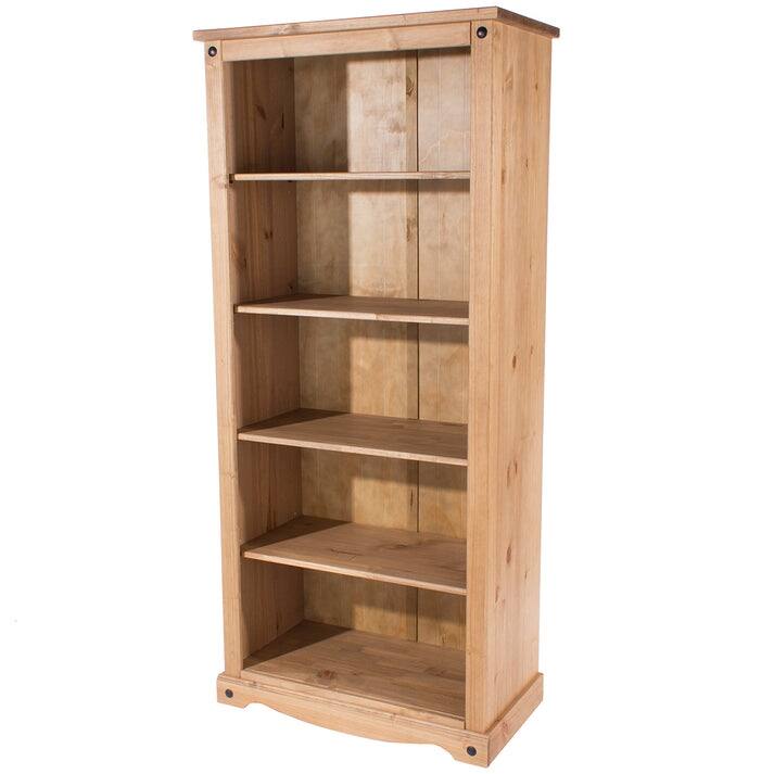 Wood Bookcase 5 Shelf Corona Collection | Furniture Dash - Antique brown