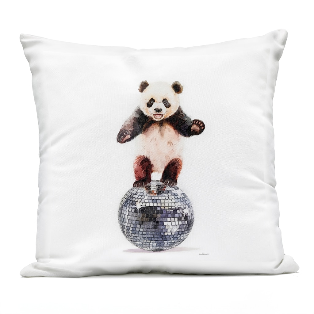 Stupell Panda Balancing on Disco Ball Printed Outdoor Throw Pillow Design by Amanda Greenwood
