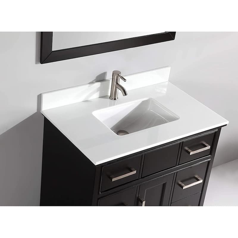 Vanity Art 36" Single Sink Bathroom Vanity Set with Engineered Marble Top and Free Mirror