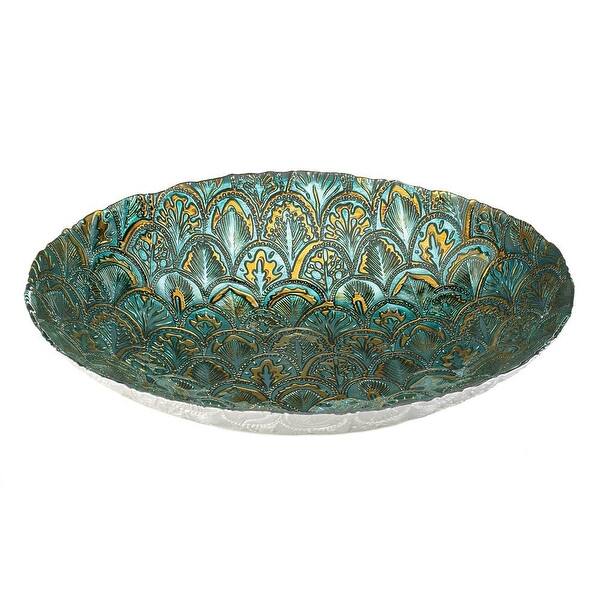 Shop Indoor Abstract Peacock Decorative Bowl Overstock 28948813