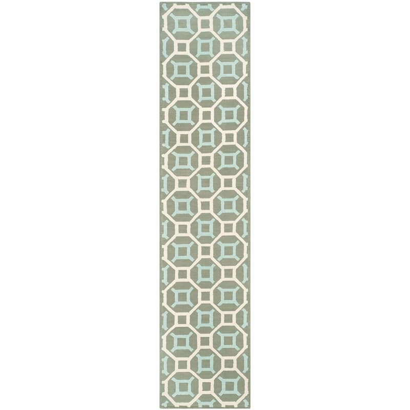 SAFAVIEH Handmade Newport Jimena Modern Cotton Rug - 2'3" x 10' Runner - Aquamarine/White