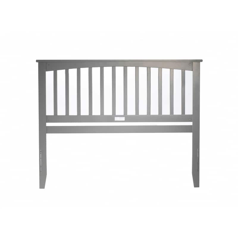 Mission Style Wood Headboard with Vertical Slats, Crown Molding, and USB Charger for Classic Bedroom Design