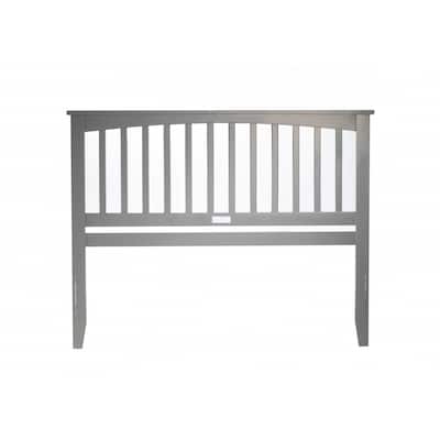 Mission Style Wood Headboard with Vertical Slats, Crown Molding, and USB Charger for Classic Bedroom Design