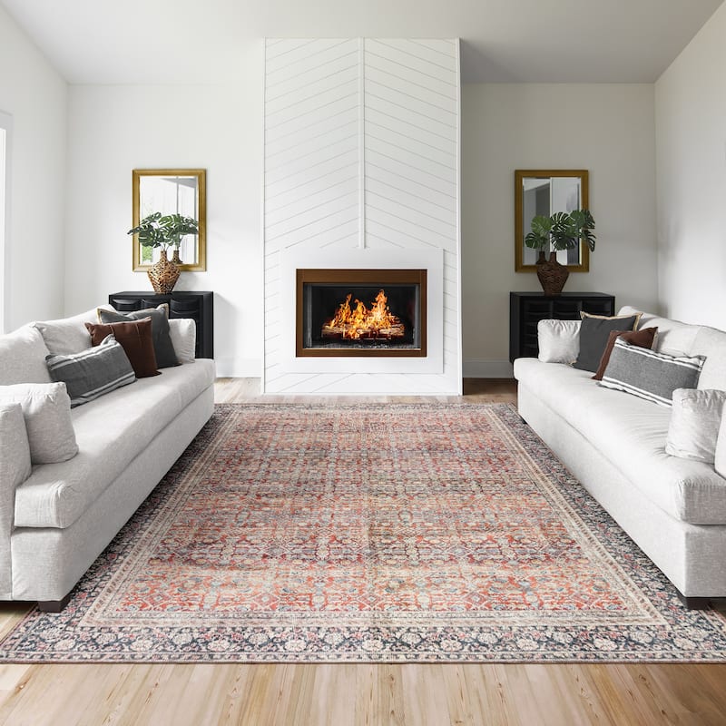 Thomasville Emporia Industrial Old World Chenille Machine Washable Non-Slip Flat Pile Area Rug Collection - Fardad Brown - 7'10"x10' - Rectangle