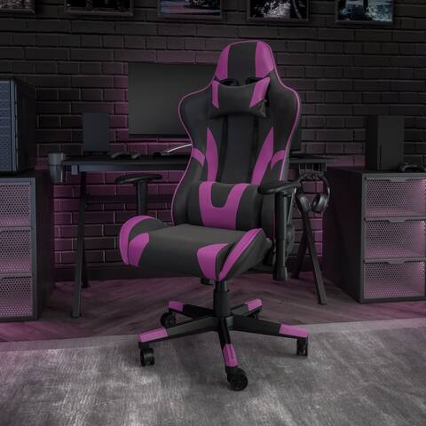 Racing Gaming Ergonomic Chair with Fully Reclining Back in Red LeatherSoft - 2'5" x 4'3" x 3'10" Square