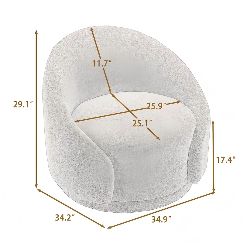 35" Wide Velvet/ Boucle Swivel Barrel Accent Chair