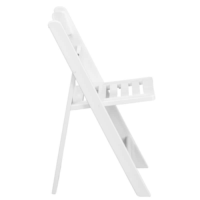 4 Pack 1000 lb. Capacity White Resin Folding Chair with Slatted Seat - 18"D x 17.5"W x 30.75"H