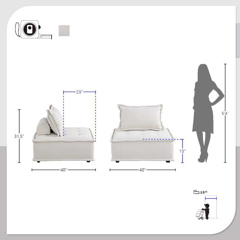 Harlem Fabric Modular Accent Chair - 40" x 40" x 31.5"