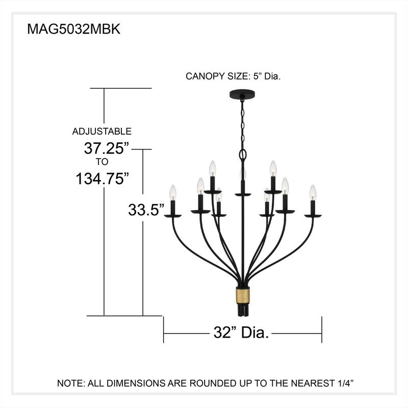 Margaret 9-Light Matte Black Chandelier