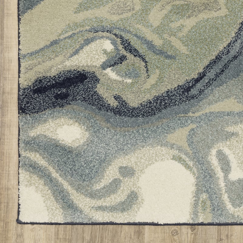 Style Haven Salinas Industrial Abstract Blue/ Sage Indoor Area Rug