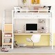 preview thumbnail 4 of 26, Full Size Metal Loft Bed with Desk, Staircase and Small Wardrobe, White