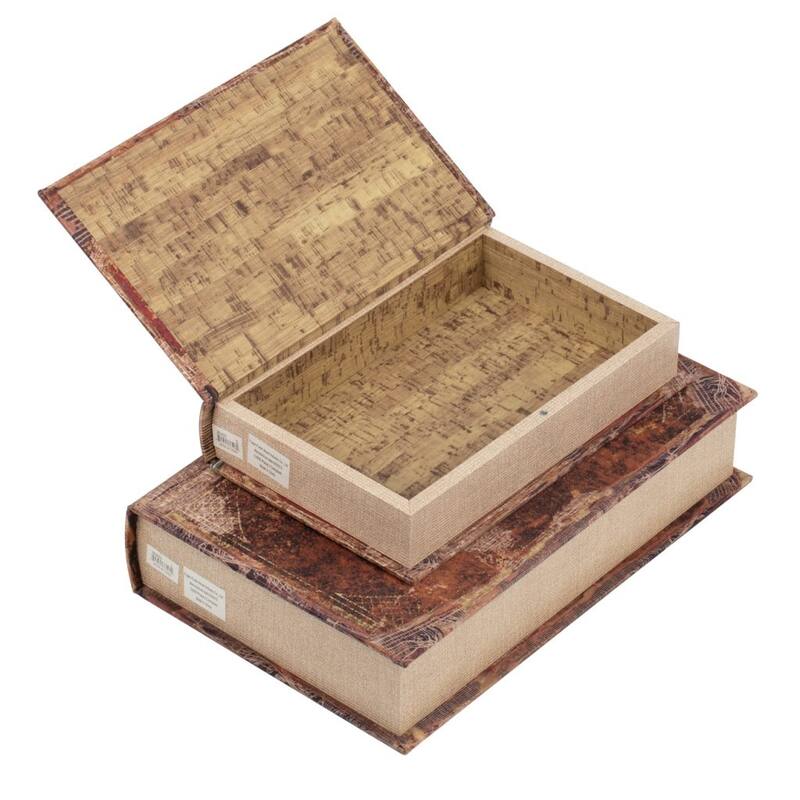 Antique-Style Book Storage Boxes - 13" - Multicolored - Set of 6